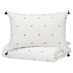 IKEA RÄVTÖREL duvet cover and pillowcase(s), Twin White / Black, Ikea Outlet | 1753YFUSQ