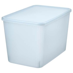 IKEA RYKTA storage box with lid, transparent gray-blue, 9 ½x14 ¼x9 in/4 gallon, Ikea Outlet | 9706AZHPD