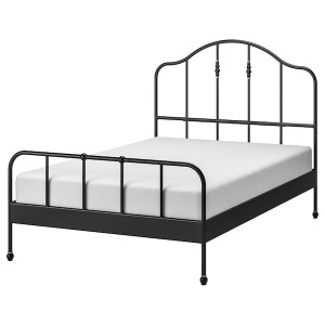 IKEA SAGSTUA bed frame, Full Black / Luröy, Ikea Outlet | 3604ECSNB
