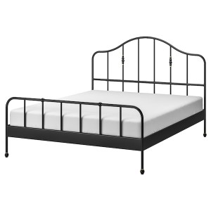 IKEA SAGSTUA bed frame, King Black, Ikea Outlet | 7645AQGSV
