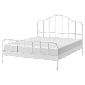 IKEA SAGSTUA bed frame, King White / Luröy, Ikea Outlet | 2403FAMRZ
