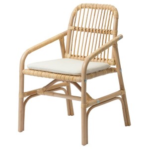 IKEA SALNÖ / GRYTTOM chair with cushion Armrests Rattan / Gransel Natural, Ikea Outlet | 1078UWLKA