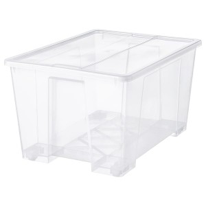 IKEA SAMLA box with lid, clear, 31x22 ½x17 in/34 gallon, Ikea Outlet | 5891EAUBT