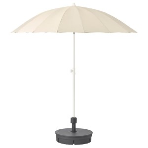 IKEA SAMSÖ umbrella with base, beige/Grytö dark gray, 78 3/4 in, Ikea Outlet | 2974DPWML