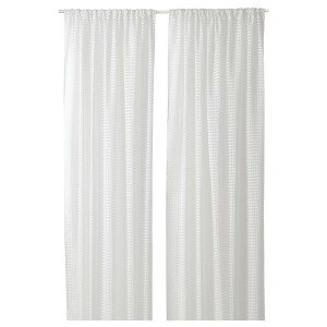 IKEA SANDDÅDRA sheer curtains, 1 pair, 57x98 in White, Ikea Outlet | 4631LMWRI