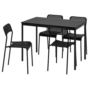 IKEA SANDSBERG / ADDE table and 4 chairs, black/black, 43 1/4x26 3/8 in, Ikea Outlet | 5839IKJCL