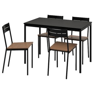 IKEA SANDSBERG / SANDSBERG table and 4 chairs, black/black, 43 1/4x26 3/8 in, Ikea Outlet | 7201UBJZS