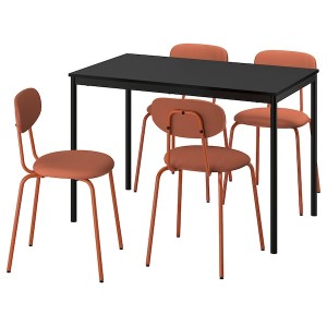 IKEA SANDSBERG / ÖSTANÖ table and 4 chairs, 43 1/4 in Black Black / Remmarn Red / Brown, Ikea Outlet | 5187BNQDF
