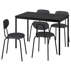 IKEA SANDSBERG / ÖSTANÖ table and 4 chairs, 43 1/4 in Black Black / Remmarn Dark Gray, Ikea Outlet | 7854DQSMW