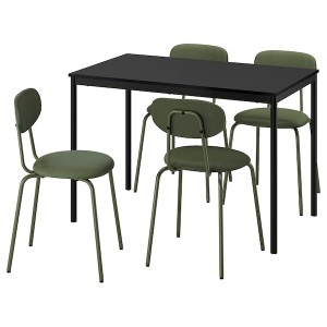 IKEA SANDSBERG / ÖSTANÖ table and 4 chairs, 43 1/4 in Black Black / Remmarn Deep Green, Ikea Outlet | 2580GKNAE