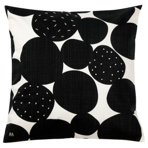 IKEA SANDSENAP cushion cover, black/white handmade, 20x20 in, Ikea Outlet | 8542BQGRT