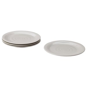 IKEA SANDSKÄDDA plate, light grey-beige, 10 in, 4 pack, Ikea Outlet | 7291CNFAM