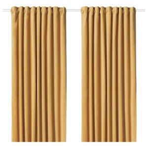 IKEA SANELA Room darkening curtains, 1 pair, 55x118 in Golden Brown, Ikea Outlet | 2173MDBWJ