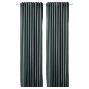 IKEA SANELA room darkening curtains, 1 pair, 55x98 in Gray / Green, Ikea Outlet | 2419SDBPL