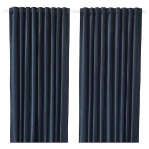 IKEA SANELA room darkening curtains, 1 pair, 55x98 in Dark Blue, Ikea Outlet | 3295RCAKG
