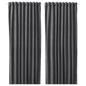 IKEA SANELA room darkening curtains, 1 pair, 55x84 in Dark Gray, Ikea Outlet | 3798QJRHW