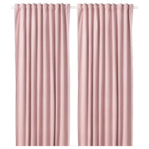 IKEA SANELA room darkening curtains, 1 pair, 55x98 in Light Pink, Ikea Outlet | 8036YIXUB