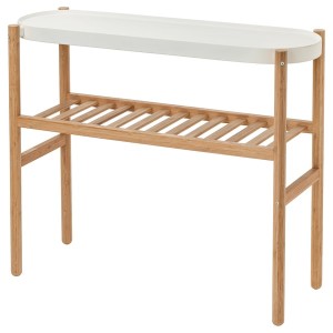 IKEA SATSUMAS plant stand, bamboo/white, 27 ½ in, Ikea Outlet | 3496DSWTV