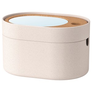 IKEA SAXBORGA storage box with mirrored lid, plastic cork, 9 ½x6 ¾ in, Ikea Outlet | 2843QWDNV
