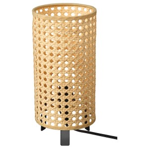 IKEA SAXHYTTAN table lamp with LED bulb, beige/black, 10 in, Ikea Outlet | 6273HNFXC