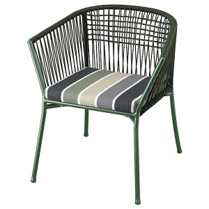 IKEA SEGERÖN armchair, outdoor Dark Green / Frösön / Duvholmen Stripe Pattern, Ikea Outlet | 0637WVNIG