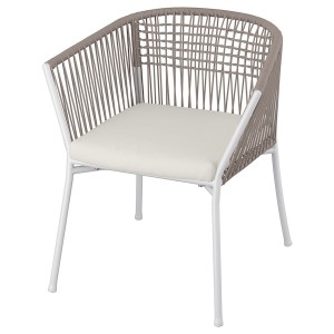 IKEA SEGERÖN armchair, outdoor White / Beige / Frösön / Duvholmen Beige, Ikea Outlet | 1905FAWTQ