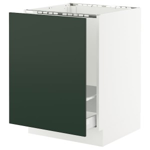 IKEA SEKTION / MAXIMERA base cab f sink/recycling, 24x24x30 in White / Havstorp Deep Green, Ikea Outlet | 5012DQSBC