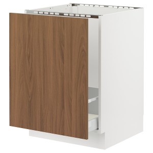 IKEA SEKTION / MAXIMERA base cab f sink/recycling, 24x24x30 in White / Tistorp Brown Walnut Effect, Ikea Outlet | 4273IZBPM