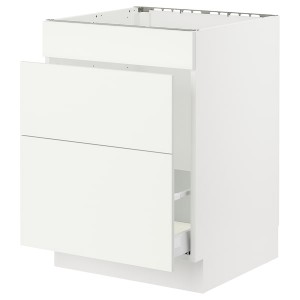 IKEA SEKTION / MAXIMERA base cab f sink/waste sort/3 fronts, 24x24x30 in White / Vallstena White, Ikea Outlet | 3124TIPSC