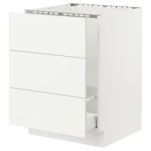 IKEA SEKTION / MAXIMERA base cab f sink/waste sort/3 fronts, 24x24x30 in White / Vallstena White, Ikea Outlet | 9670CAMVH