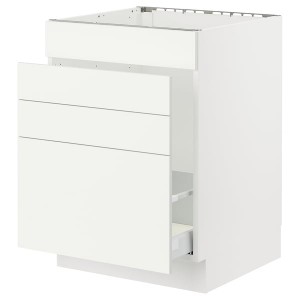 IKEA SEKTION / MAXIMERA base cab f sink/waste sort/4 fronts, 24x24x30 in White / Vallstena White, Ikea Outlet | 2630OEALG