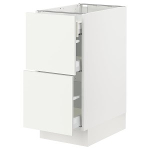 IKEA SEKTION / MAXIMERA base cab with 2 fronts/3 drawers, white/Vallstena white, 15x24x30 in, Ikea Outlet | 5132MJZWP