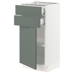 IKEA SEKTION / MAXIMERA base cabinet w door/2 drawers, 15x15x30 in White / Bodarp Gray / Green, Ikea Outlet | 4793XQZTO