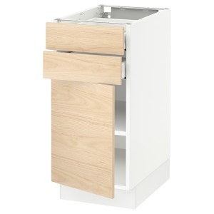 IKEA SEKTION / MAXIMERA base cabinet w door/2 drawers, 15x24x30 in White / Askersund Light Ash Effect, Ikea Outlet | 0695SAUTX