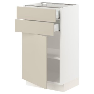 IKEA SEKTION / MAXIMERA base cabinet w door/2 drawers, 18x15x30 in White / Havstorp Beige, Ikea Outlet | 9750VPWKQ