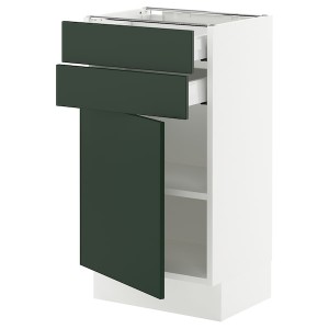 IKEA SEKTION / MAXIMERA base cabinet w door/2 drawers, 18x15x30 in White / Havstorp Deep Green, Ikea Outlet | 3126KGZYV