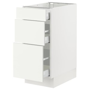 IKEA SEKTION / MAXIMERA base cabinet with 3 drawers, white/Vallstena white, 15x24x30 in, Ikea Outlet | 5418KTOWP