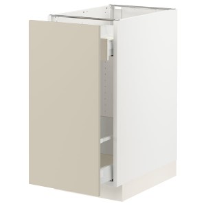 IKEA SEKTION / MAXIMERA base cabinet with pull-out storage, 15x24x30 in White / Havstorp Beige, Ikea Outlet | 6974YXSLT