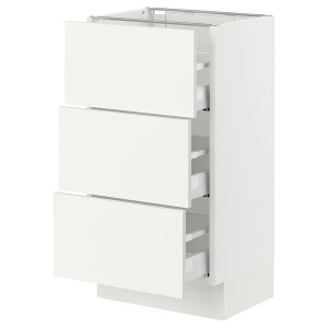 IKEA SEKTION / MAXIMERA base cabinet with 3 drawers, 18x15x30 in White / Vallstena White, Ikea Outlet | 9078SXGMI