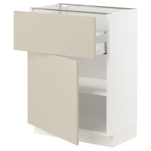 IKEA SEKTION / MAXIMERA base cabinet with drawer/door, 24x15x30 in White / Havstorp Beige, Ikea Outlet | 1750KWSEN