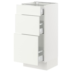 IKEA SEKTION / MAXIMERA base cabinet with 3 drawers, 15x15x30 in White / Vallstena White, Ikea Outlet | 9231ZQTEI