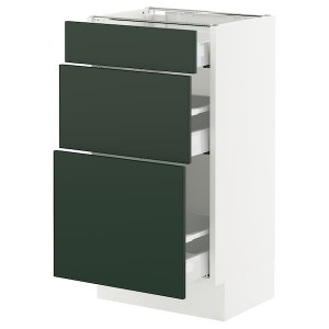 IKEA SEKTION / MAXIMERA base cabinet with 3 drawers, 18x15x30 in White / Havstorp Deep Green, Ikea Outlet | 2905EDTWG
