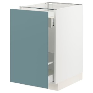 IKEA SEKTION / MAXIMERA base cabinet with pull-out storage, 18x24x30 in White / Havstorp Turquoise, Ikea Outlet | 0763PRKLM