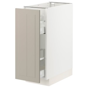 IKEA SEKTION / MAXIMERA base cabinet with pull-out storage, 12x24x30 in White / Stensund Beige, Ikea Outlet | 8753MUISX