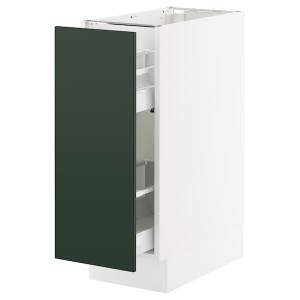 IKEA SEKTION / MAXIMERA base cabinet with pull-out storage, 12x24x30 in White / Havstorp Deep Green, Ikea Outlet | 6738UHDLK