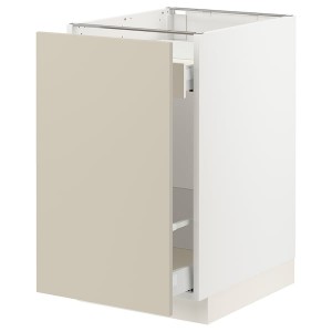 IKEA SEKTION / MAXIMERA base cabinet with pull-out storage, 18x24x30 in White / Havstorp Beige, Ikea Outlet | 4695TJBZP