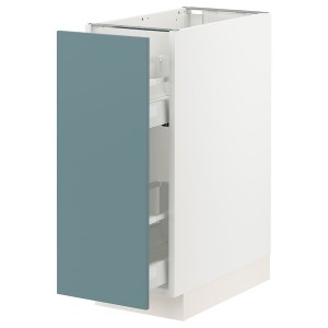 IKEA SEKTION / MAXIMERA base cabinet with pull-out storage, 12x24x30 in White / Havstorp Turquoise, Ikea Outlet | 3928PGRDM