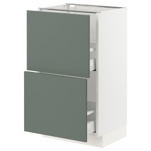 IKEA SEKTION / MAXIMERA base cabinet with 2 drawers, 18x15x30 in White / Bodarp Gray / Green, Ikea Outlet | 8916EHYBZ