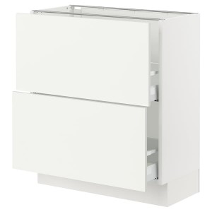 IKEA SEKTION / MAXIMERA base cabinet with 2 drawers, white/Vallstena white, 30x15x30 in, Ikea Outlet | 8906XLPAN