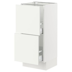 IKEA SEKTION / MAXIMERA base cabinet with 2 drawers, 15x15x30 in White / Vallstena White, Ikea Outlet | 8530CSGRD